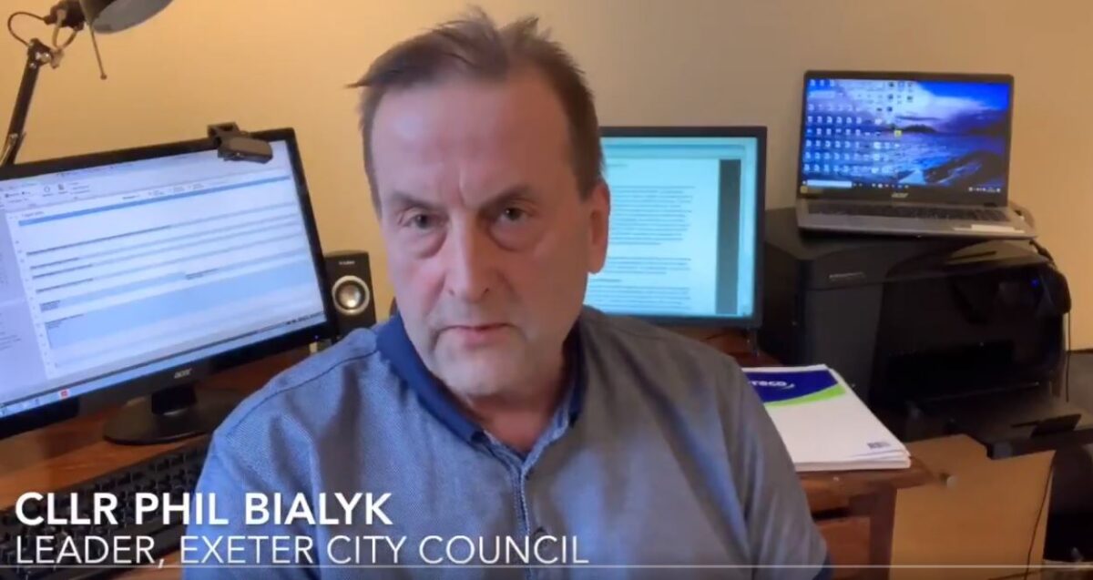 ECC Council Leader Phil Bialyk speaking from home