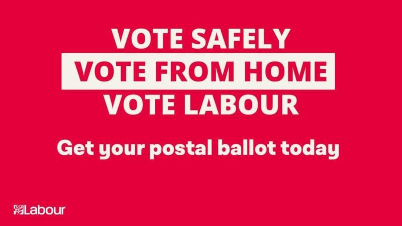 Poster promoting postal voting safely