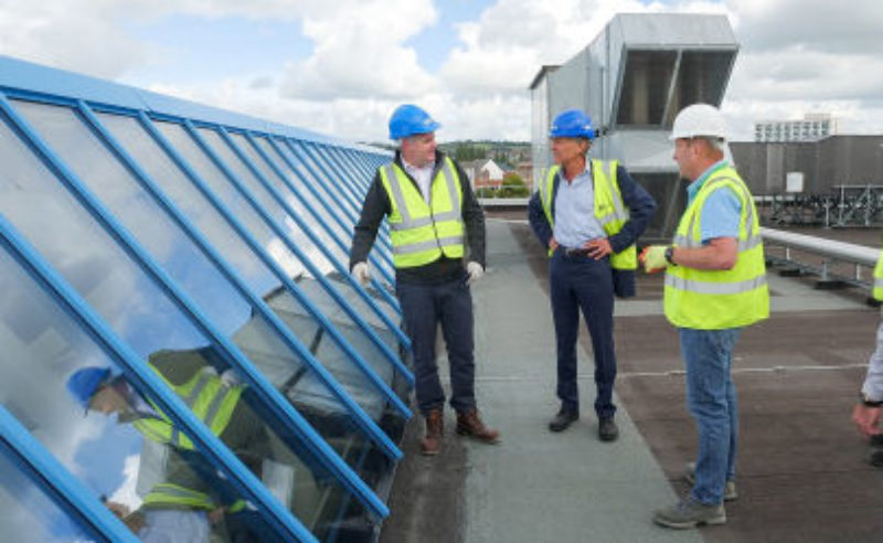 Ben Bradshaw and Phil Bialyk are shown the extensive works done to the roof of the Riverside