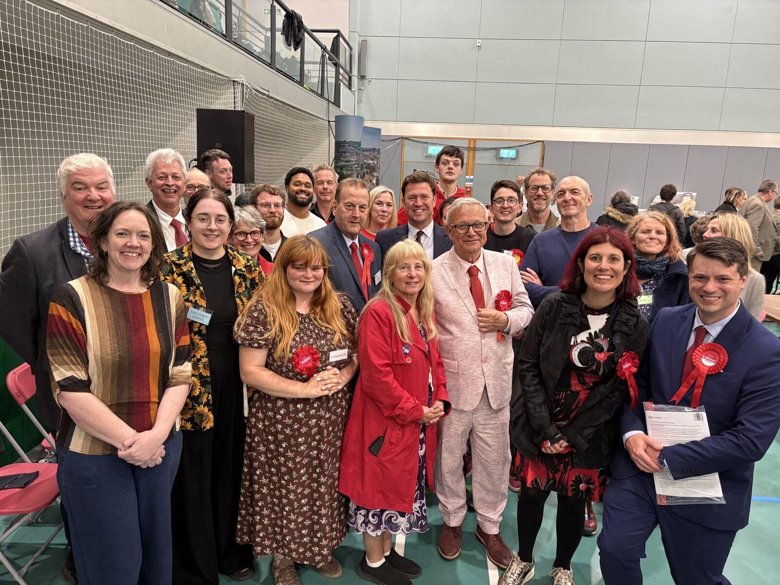 Exeter Labour Party team at the 2026 Exeter City Council election count
